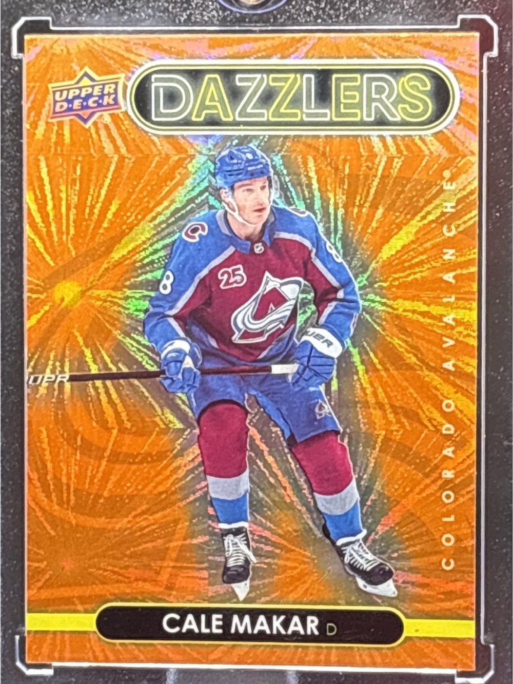 Upper Deck Dazzlers Cale Makar Hockey Trading Card - Orange